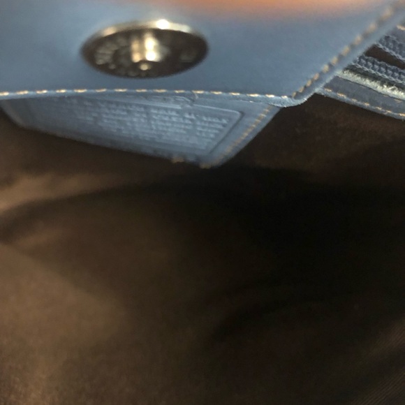 Vintage Coach Canvas Blue Tote Blue Leather Trim - Picture 6 of 8